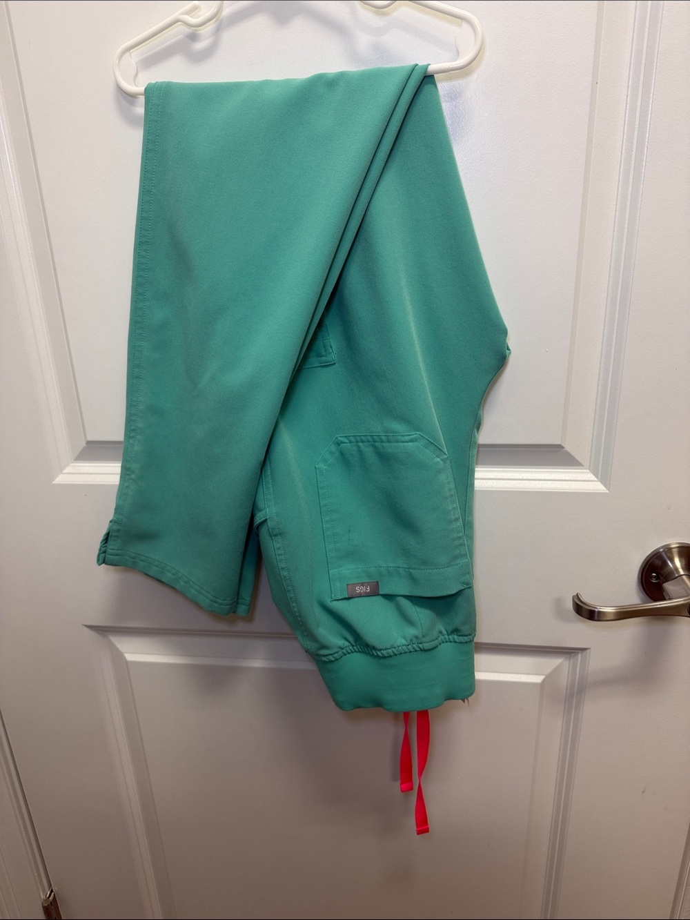 Surgical Green Scrub Pants with Pink Drawstring